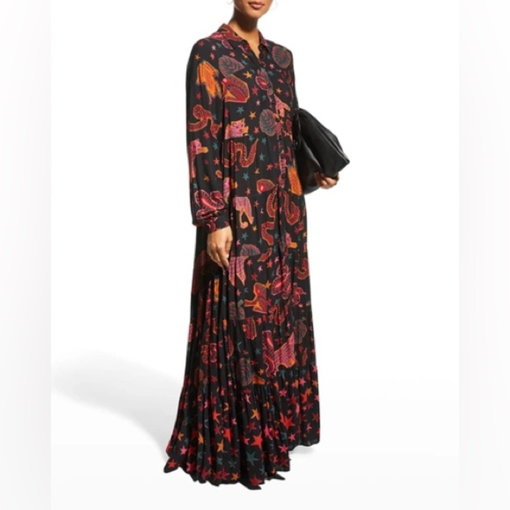 FARM Rio Black Maxi Dress with Pink, Orange, Yellow and Green Motifs - Picture 3 of 3